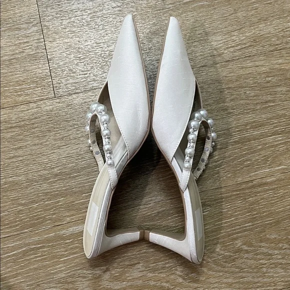 Dolce Vita Cream Kanika Pearl Kitten Heel Mule Pump size 7 - Picture 6 of 12